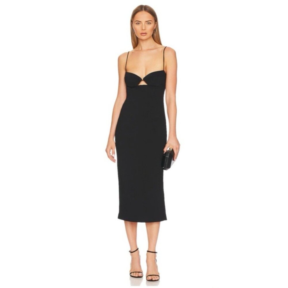 Bardot Vienna Midi Dress Size XL US 10 Black Cocktail Wedding Party NWT